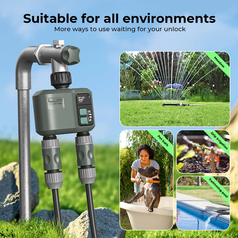 Tuya Wifi+RF433  2 Outlet Smart Garden Watering Timer Drip Irrigation