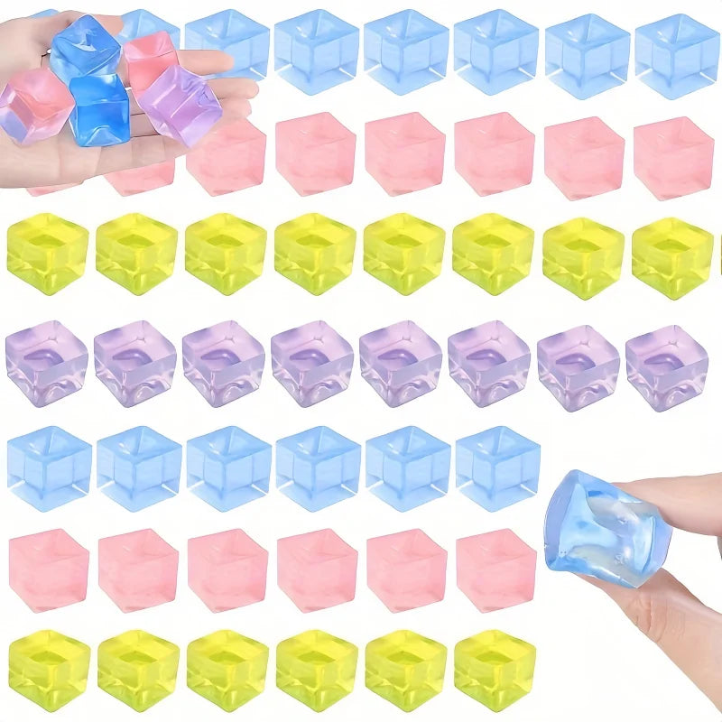 15Pcs Mini Ice Cube Squishy Toys Release Stress Transparent Small Ice