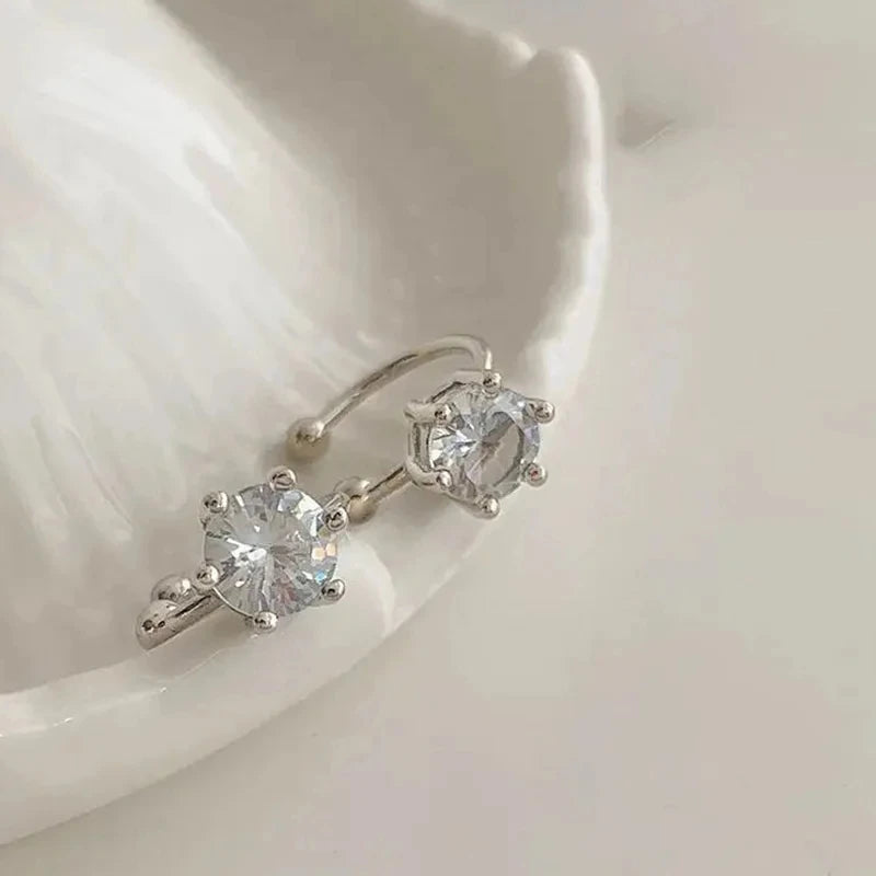 2Pc New Shiny Zircon Clip Earrings Adjustable Non Piercing Ear Clips