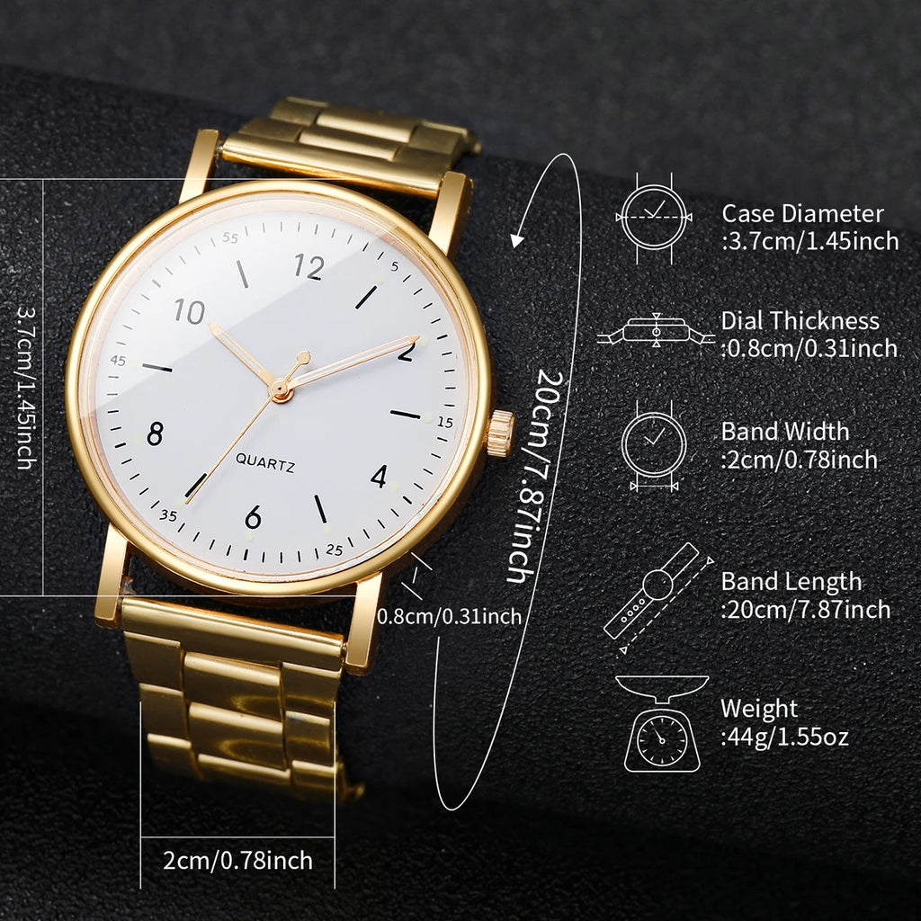 2/4PCS Fashion Arabic Dial Women Watches Simple Quaretz Wristwatch
