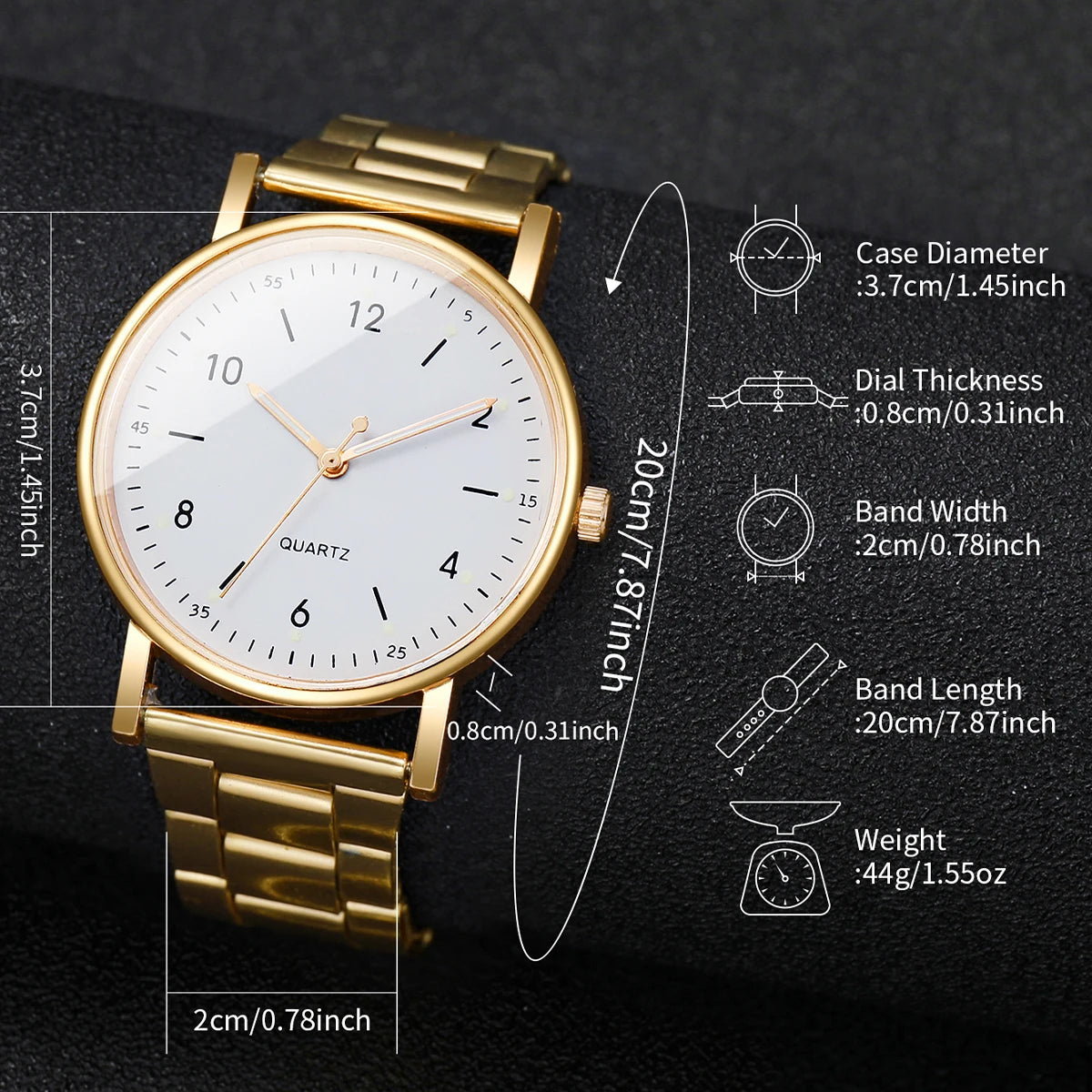 2/4PCS Fashion Arabic Dial Women Watches Simple Quaretz Wristwatch