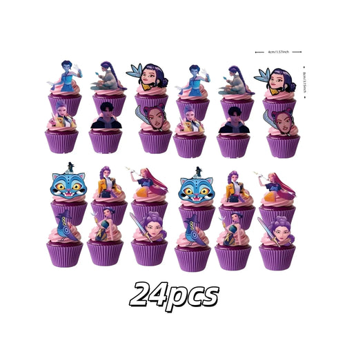 Anime Grils Lumi Mila Zoi Witch Hunter Cake Toppers Happy Birthday