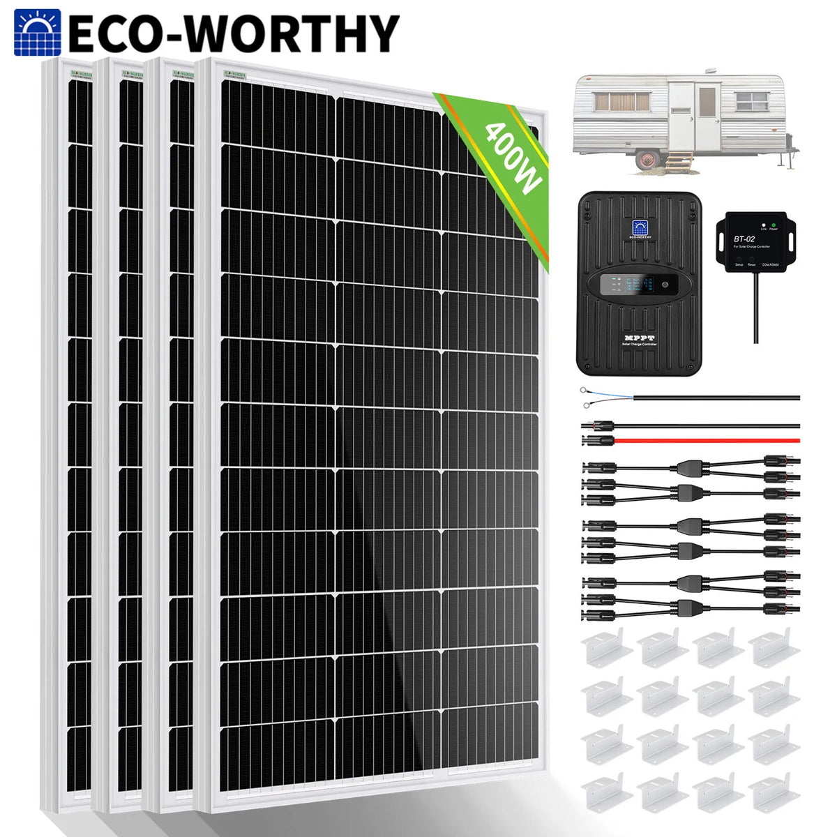 ECO-WORTHY 400 Watt 12 Volt Premium Solar Panel Kit 400W 12V Solar