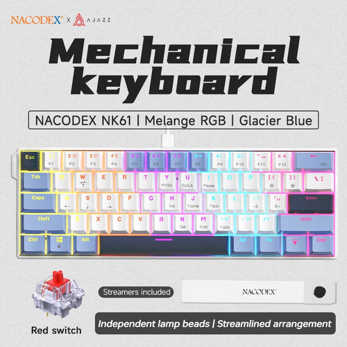 AJAZZ NK61 Wired Gaming Mechanical Keyboard 60% RGB Hot-Swappable 61