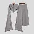 INCERUN Men's Sets Solid Color Stand Collar Long Sleeve Crop Blazer
