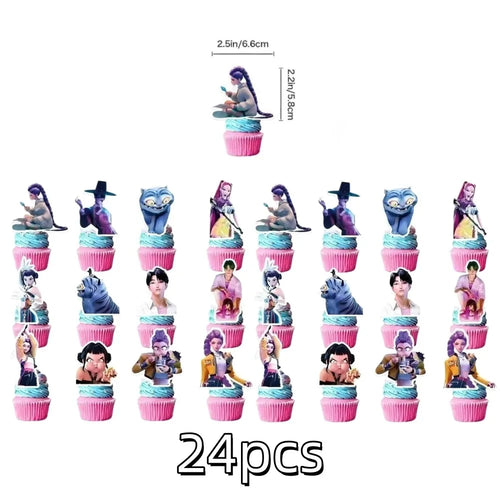 Anime Grils Lumi Mila Zoi Witch Hunter Cake Toppers Happy Birthday