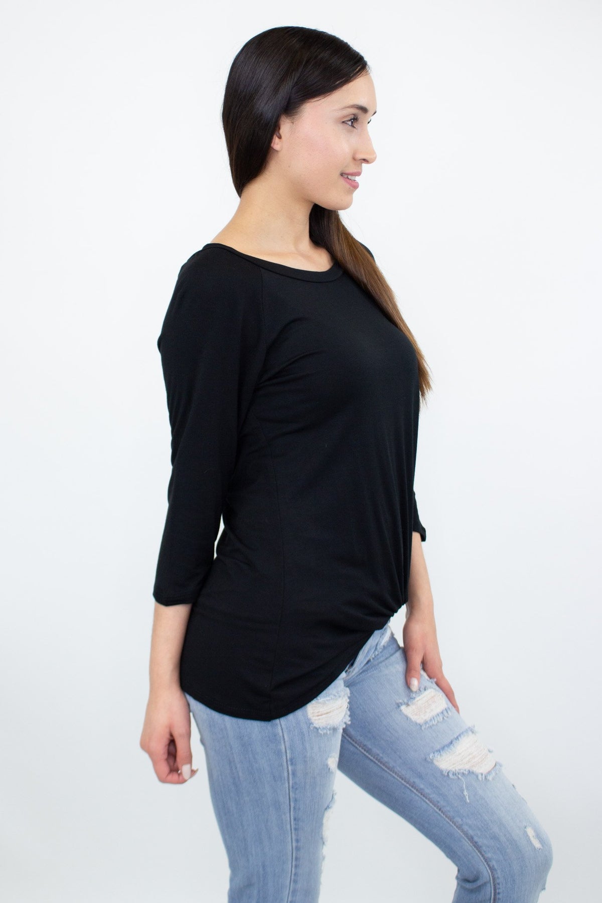 Twisted Front Comfortable Top - Black