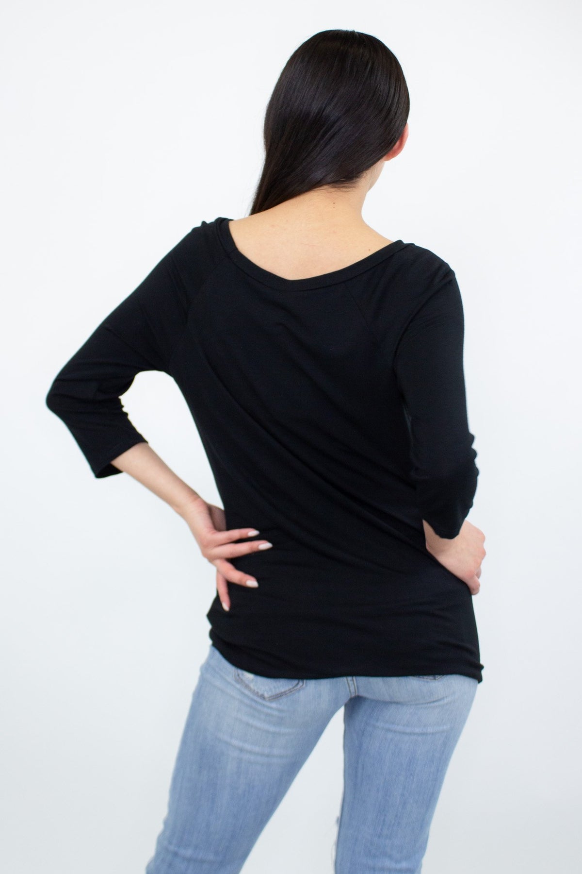 Twisted Front Comfortable Top - Black