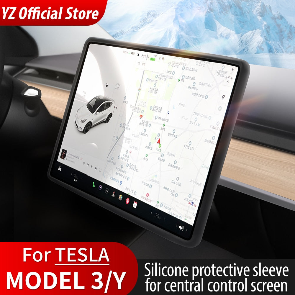 Yz For Tesla Model 3 Y Silicone Protective Trim Cover Central Control