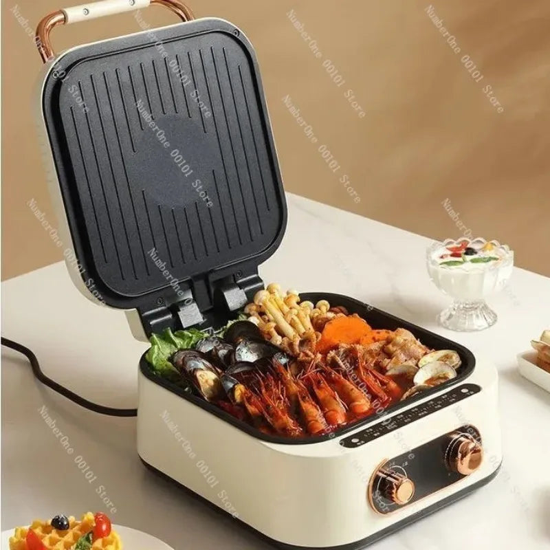 Electric Hot Pot & Double-Sided Baking Pan, Removable Non-Stick Scone Maker, Household Multifunction Cooking Appliance