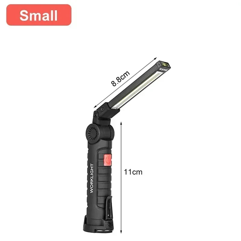 Portable COB LED Work Light USB Rechargeable LED Flashlight Inspection Lamp With Magnetic Hook Power Bank 18650 Battery Torch