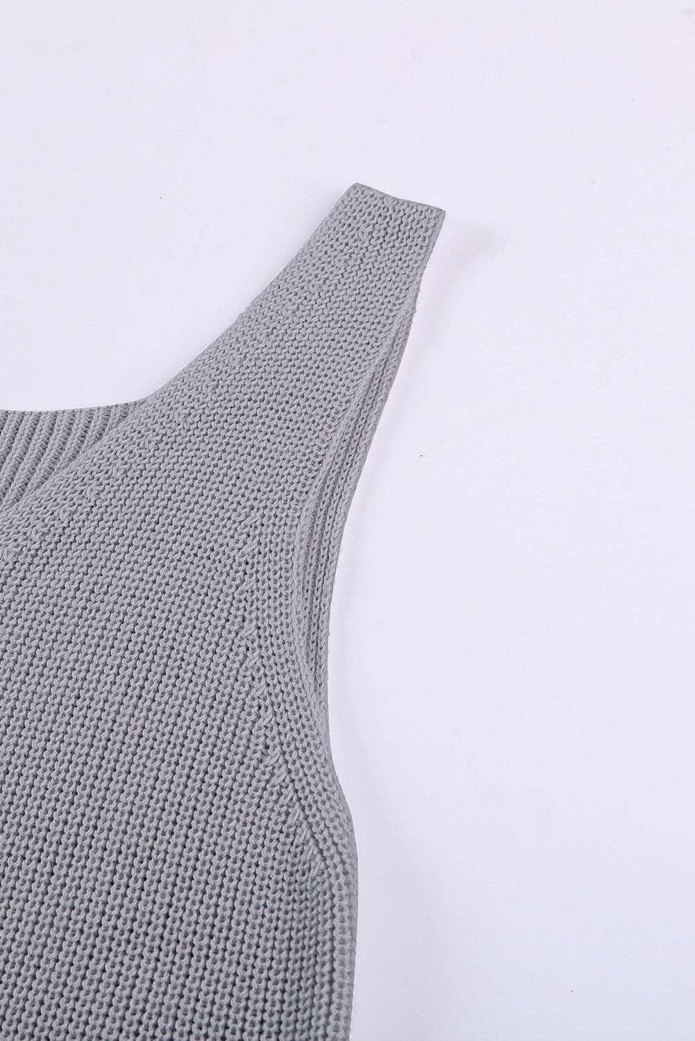Gray Crisscross Hollow-out Knit Tank Top