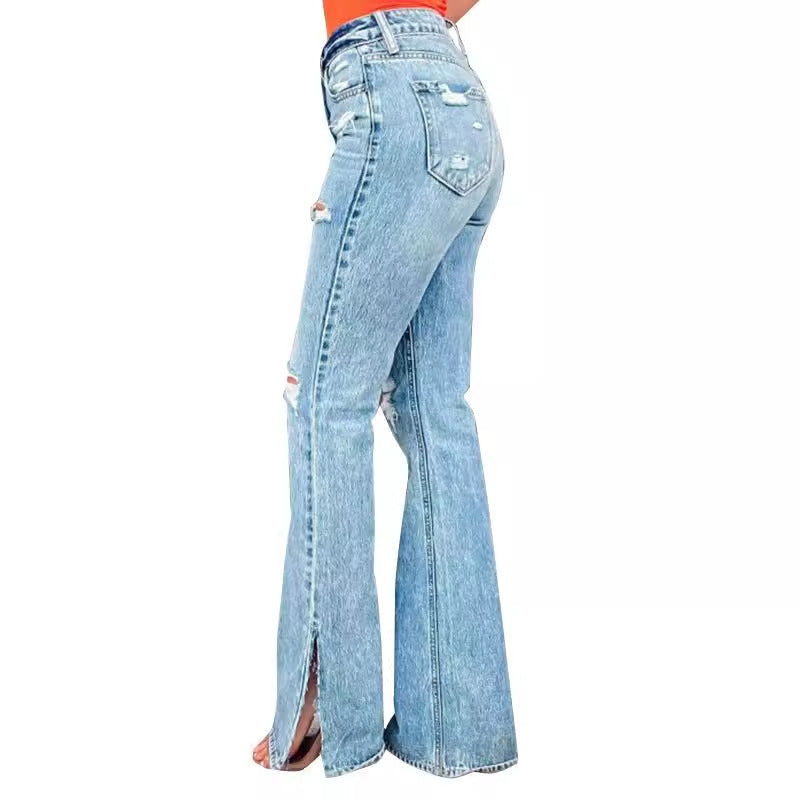 25 Edition – High Waist Ripped Split Stretch Jeans for Women