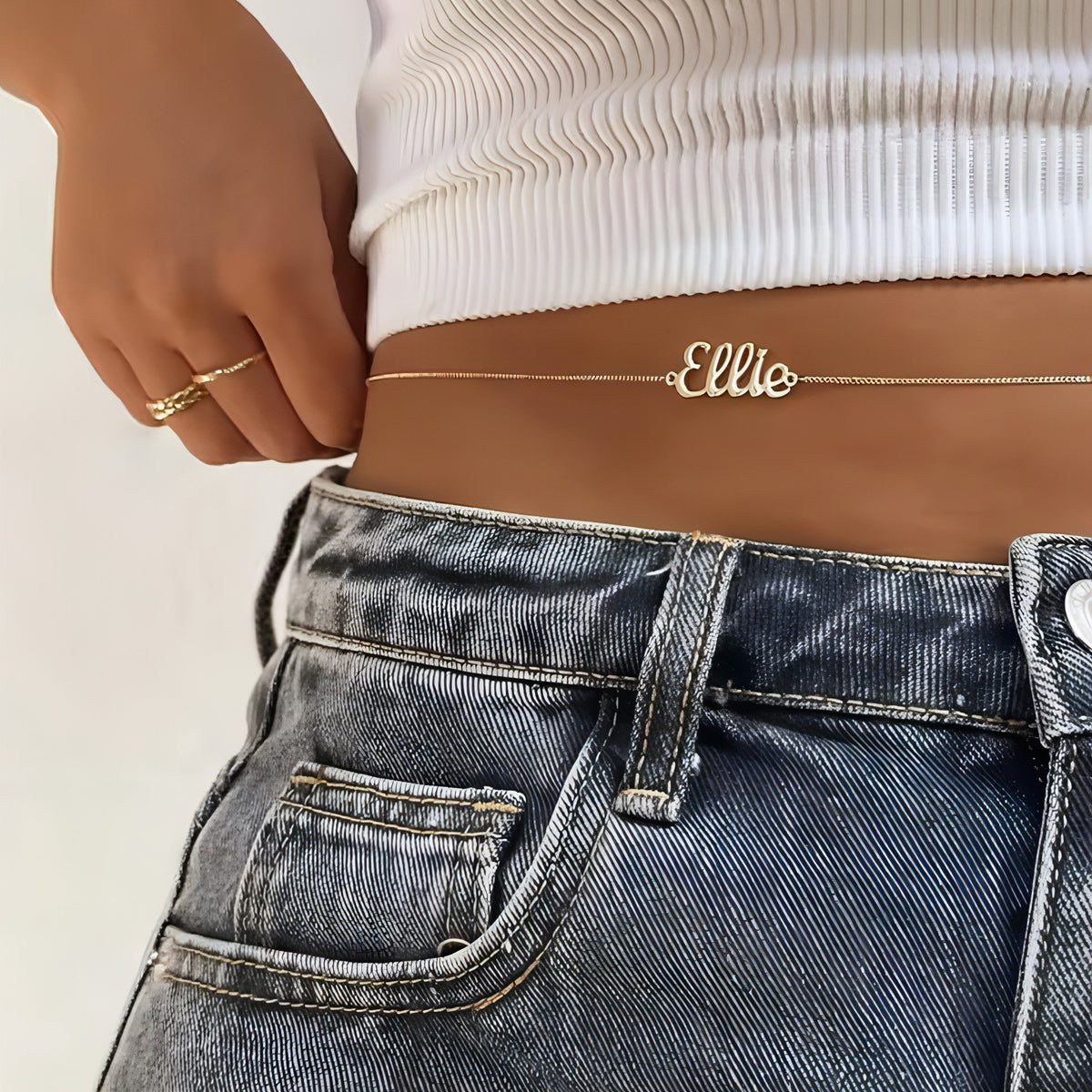 Personalized Name Waist Chain – Custom Stainless Steel Letter Belly