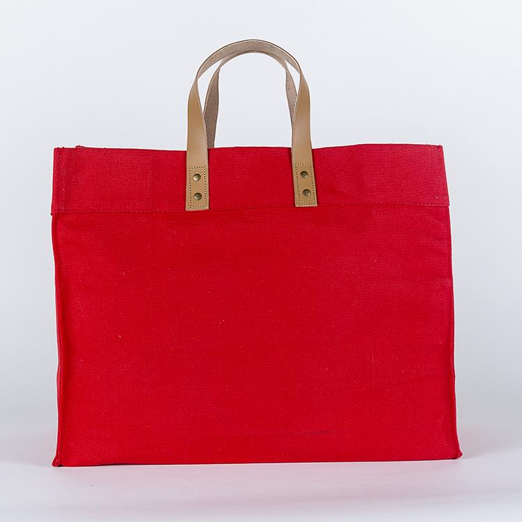 Box Tote Bag Canvas and Leather