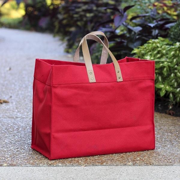 Box Tote Bag Canvas and Leather