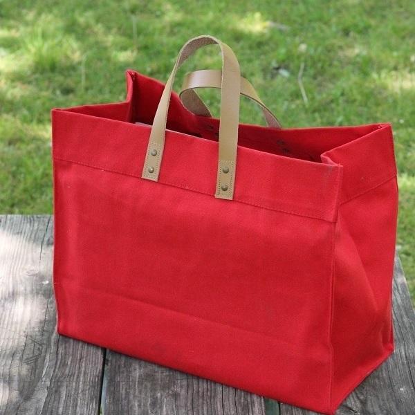 Box Tote Bag Canvas and Leather