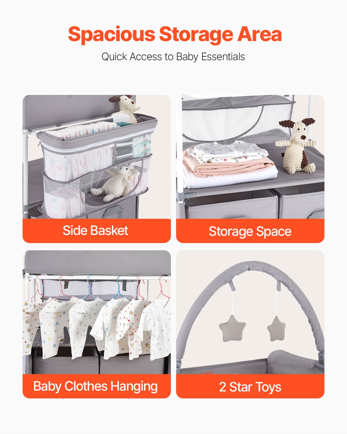 Baby Changing Table, Foldable Diaper Change Station with 2 Fabric