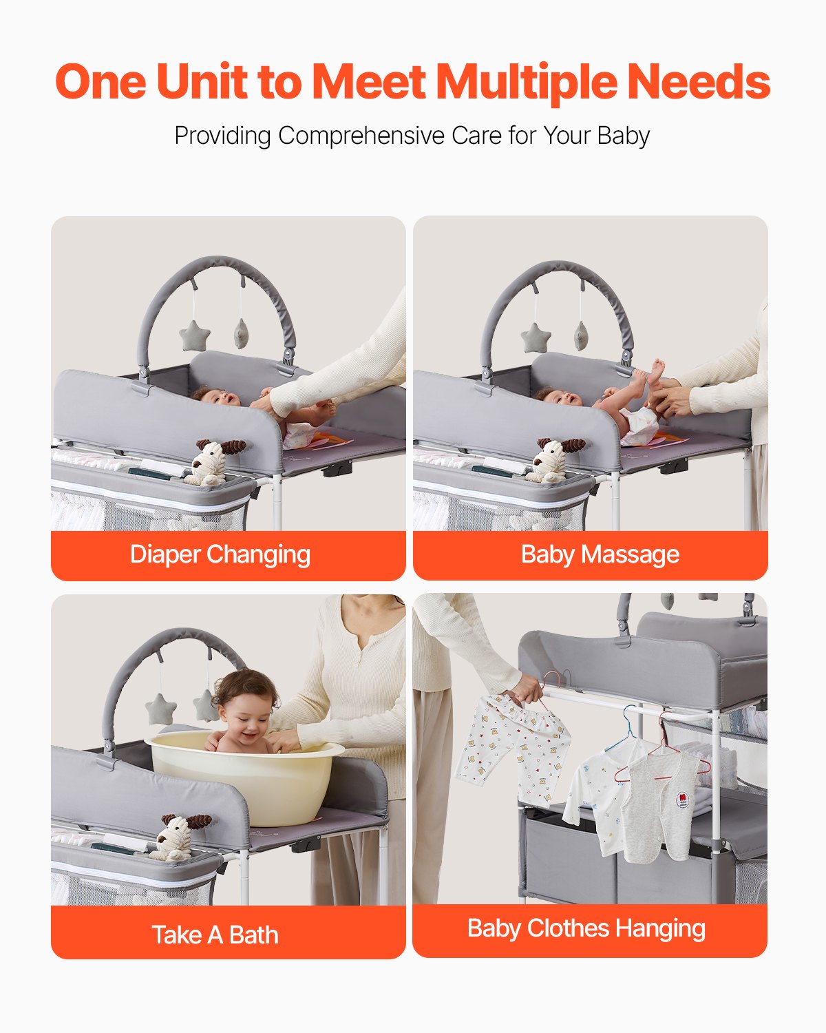 Baby Changing Table, Foldable Diaper Change Station with 2 Fabric