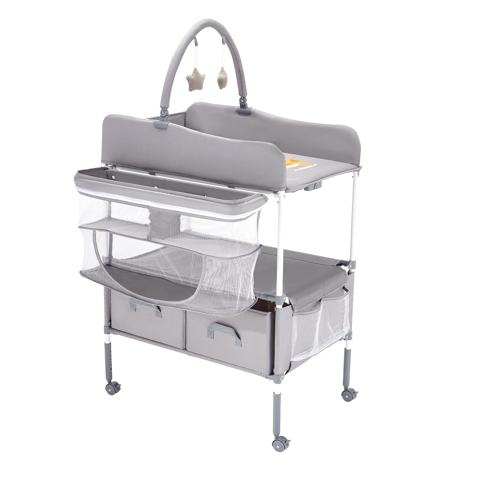 Baby Changing Table, Foldable Diaper Change Station with 2 Fabric